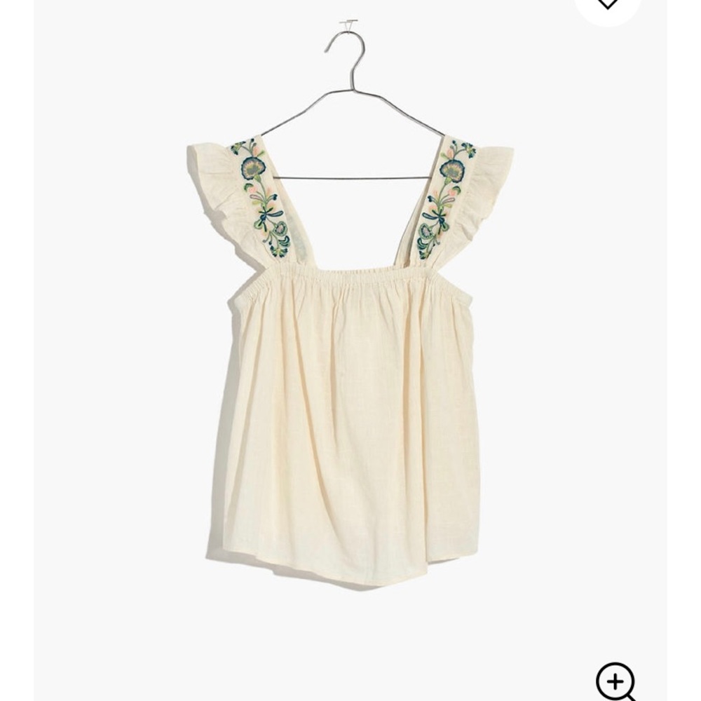 Madewell embroidered-strap top S NWT
